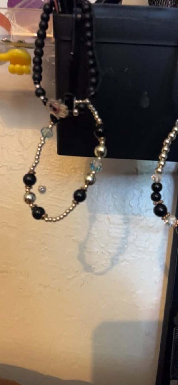 Black and Silver Beaded Bracelets with Charm